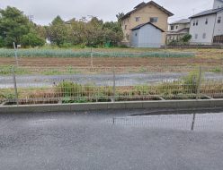 越谷市の資材置場で改修したメッシュフェンスの完成写真
