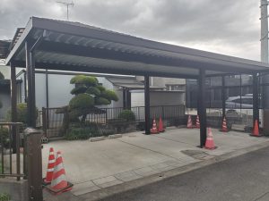 蓮田市の3台用折板カーポート設置工事