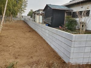宮代町で施工した敷地境界のブロック工事
