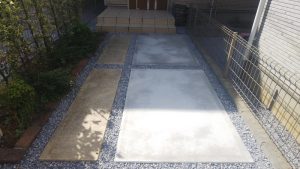 上尾市でアプローチと庭まわりを整備した外構リフォーム工事完成写真